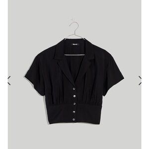 Madewell drapey banded-bottom button-down top